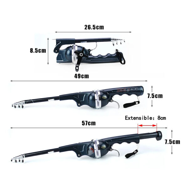 Caña De Pescar Plegable Portátil Telescópica Con Carrete