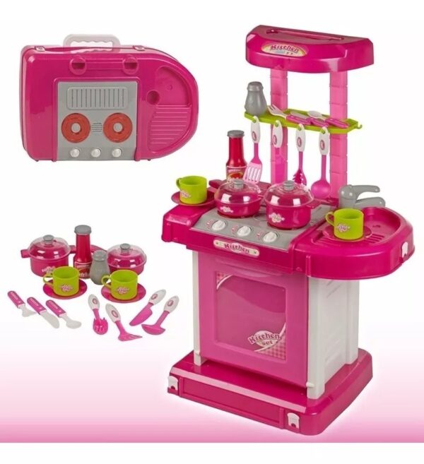 Cocina Infantil Niñas Maletín + Luces Sonidos Rf 00858