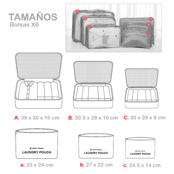 Combo De Bolsos Viajeros X6 + Organizador Zapatos X4