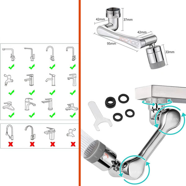 Extensor De Grifo Con Brazo 1080 Grados Aireador Universal