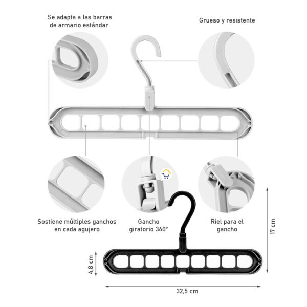 Gancho Ahorrador Espacio X5 Organizador Ropa Closet