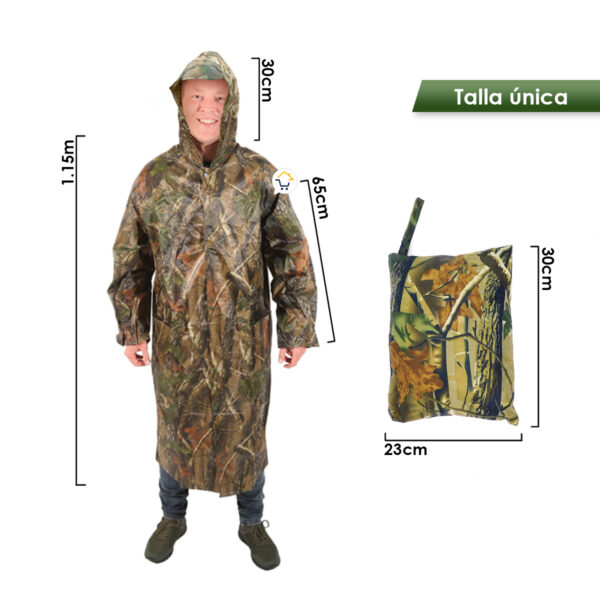 Impermeable Lluvia Chubasquero Camuflado Capucha Bolso Chimrt