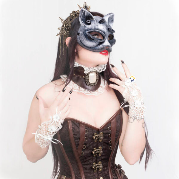 Máscara Steampunk Gato Disfraz Fiesta Halloween Mujer