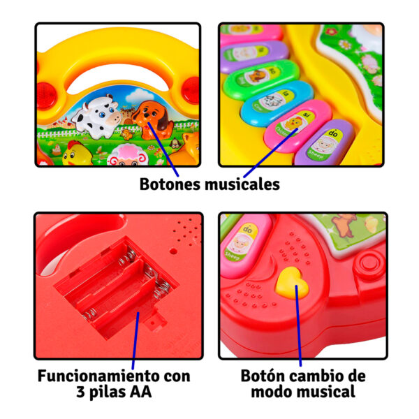 Mini Piano Didáctico Animales Granja Musicales Juguete Infantil