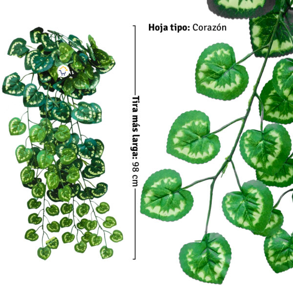 Planta Artificial Follaje Colgante Enredadera Hojas Corazón