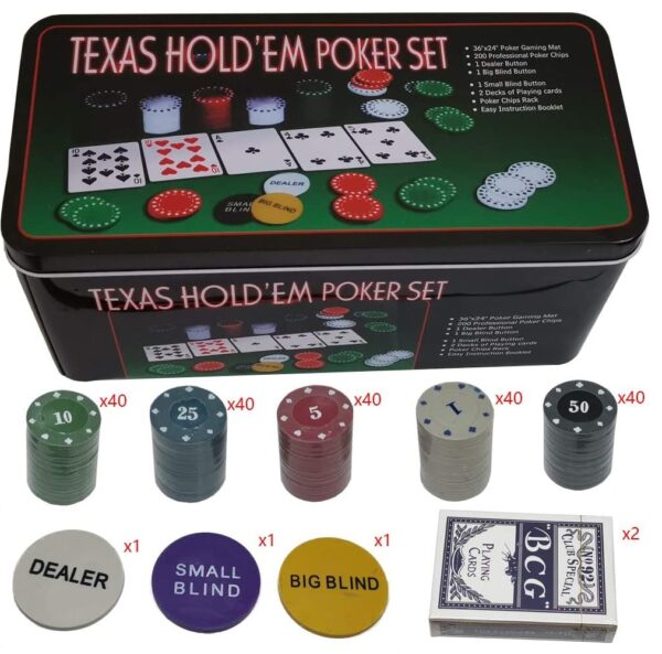 Set Poker Texas X200 Fichas En Caja Metalica