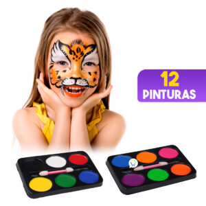 Set X2 Pinta Caritas 6 Colores Maquillaje Halloween Fiestas