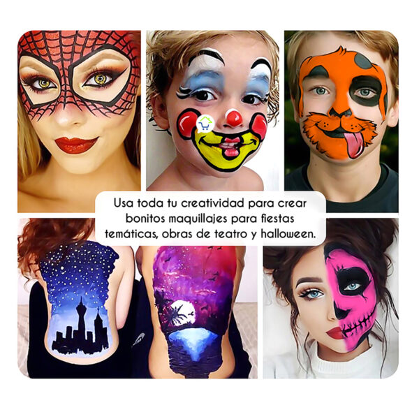 Set X2 Pinta Caritas 6 Colores Maquillaje Halloween Fiestas