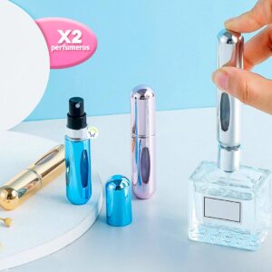 Set X2 Perfumeros Recargable Atomizador Viajero Portátil 5Ml