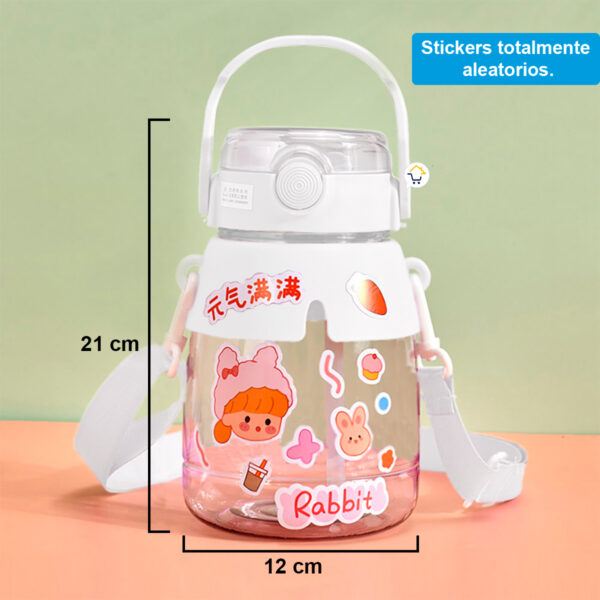 Termo 1.3 Litros Kawaii Botella Agua Pitillo Correas Stickers 1Ter