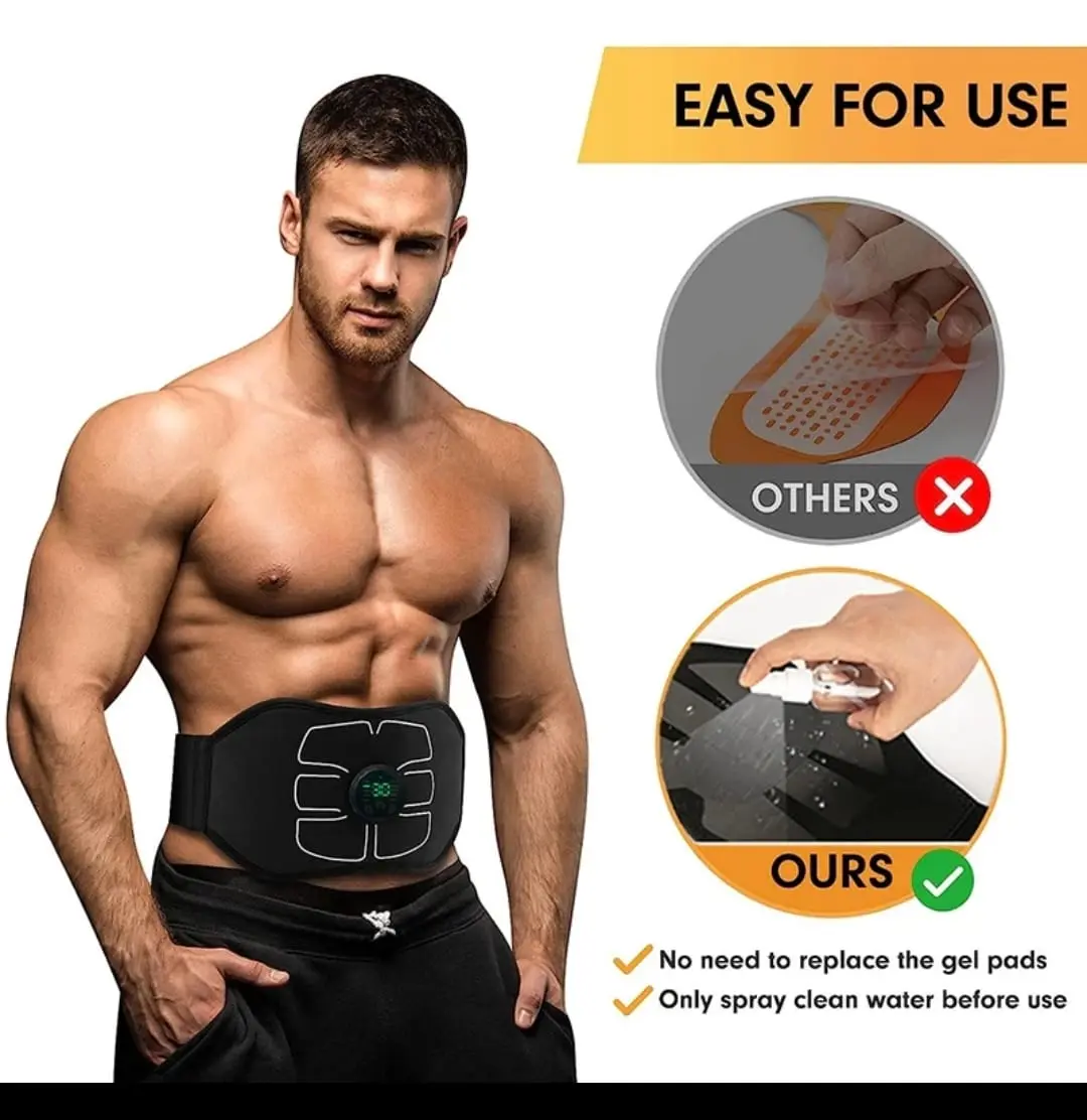 Cinturón EMS para abdomen, con pantalla digital, fácil de usar, se rocía con agua.