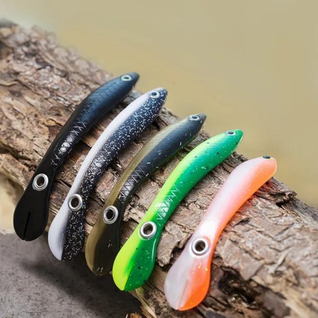 Set x2 señuelos biónicos blandos 10cm 6g, 5 colores surtidos, para pesca deportiva de depredadores.