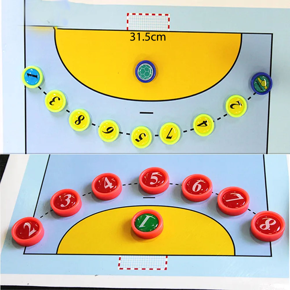 Carpeta táctica de balonmano plegable con imanes de números y balón, 31.5cm.