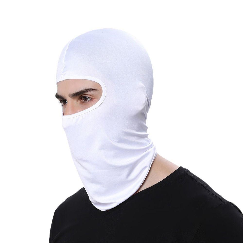 Pasamontañas blanco para moto o bicicleta, cubre cara completa y cuello.