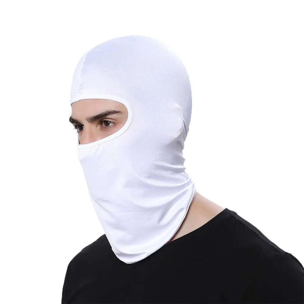 Pasamontañas blanco para moto o bicicleta, cubre cara completa y cuello.