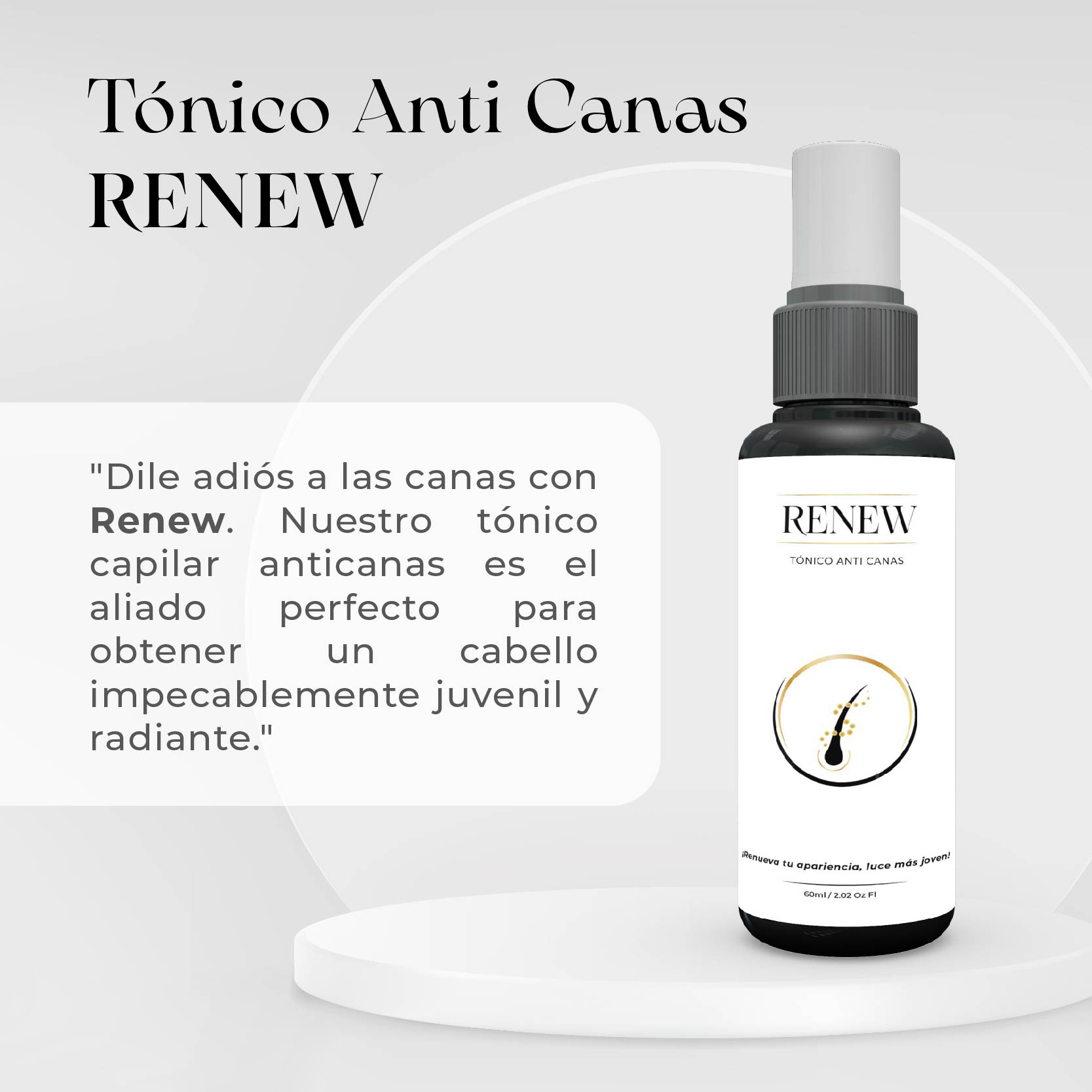 Tónico Anti Canas Renew, 60ml, ideal para cabello.