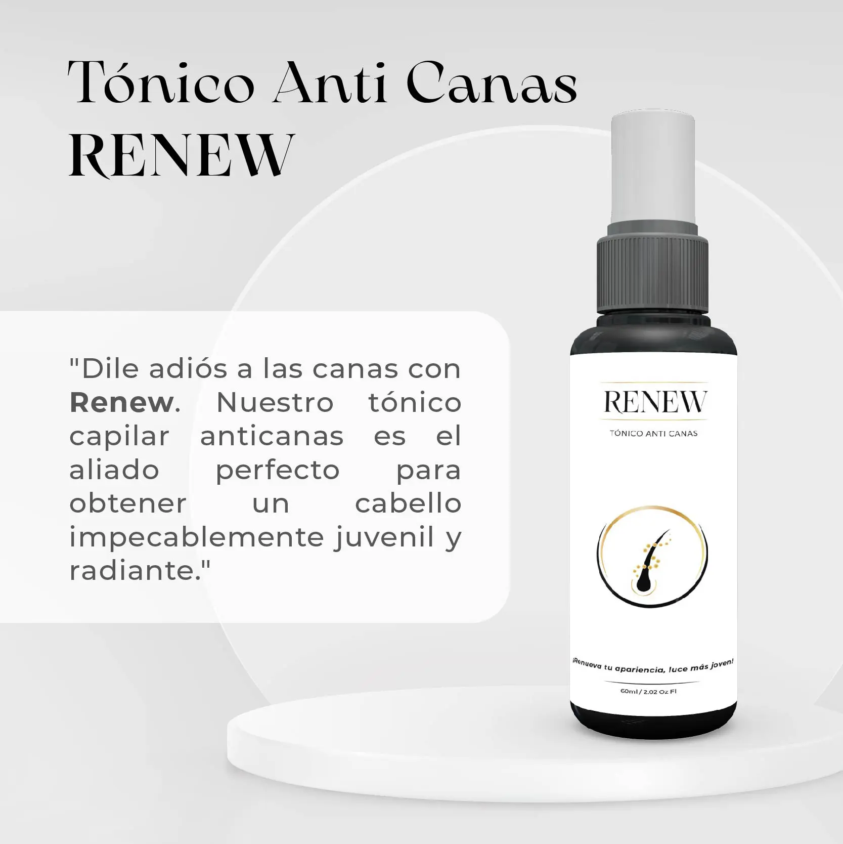 Tónico Anti Canas Renew, 60ml, ideal para cabello.