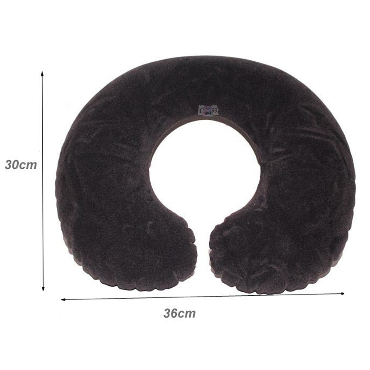 Cojín de viaje cervical Intex 68675, negro, suave, forma de U, para cuello y descanso.