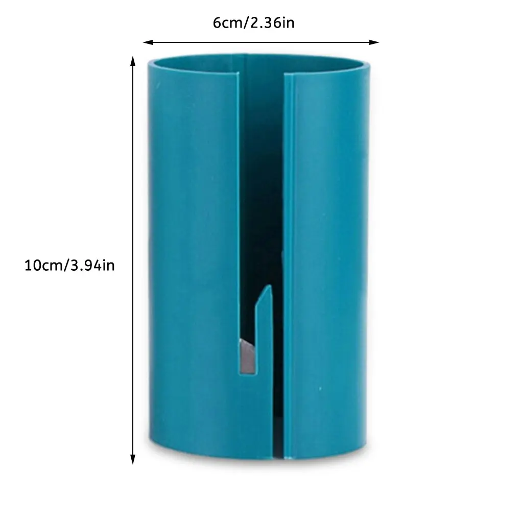 Cortador de papel de regalo azul de 10cm de alto y 6cm de ancho con ranura de corte.