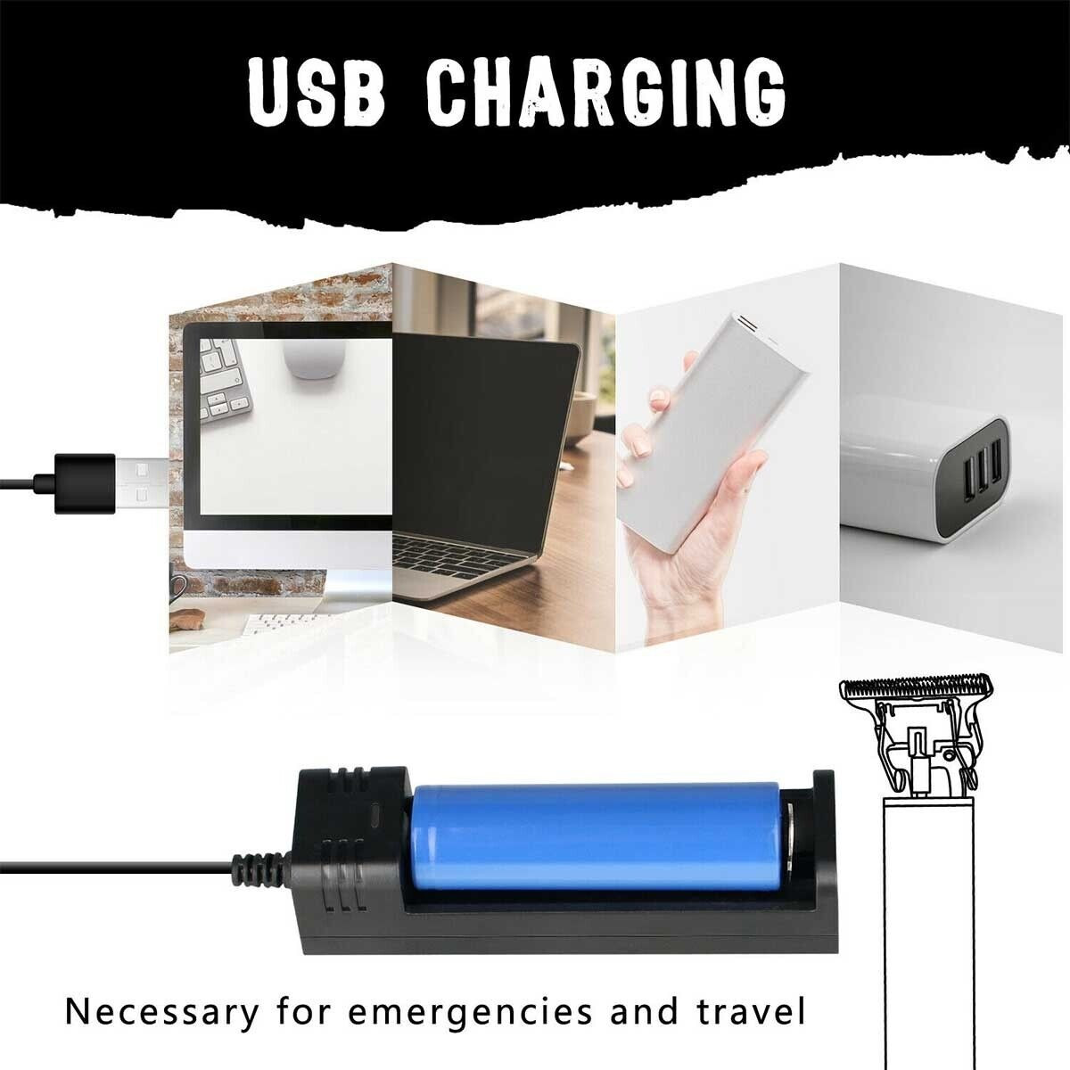 Barbera-Patillera Inalámbrica Fl: Batería recargable USB, cargador portátil y adaptadores de corriente. Ideal para viajes.