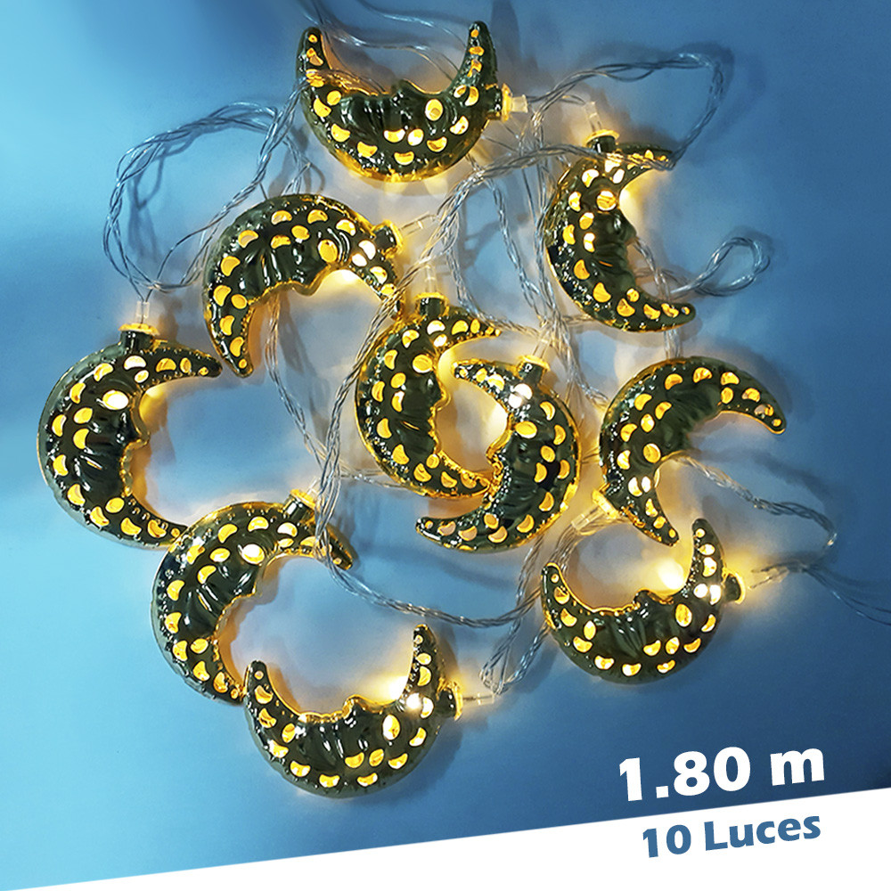 Luces LED Metálicas con Dijes de Luna - Crea ambientes mágicos y acogedores en tu hogar - Imagen 5