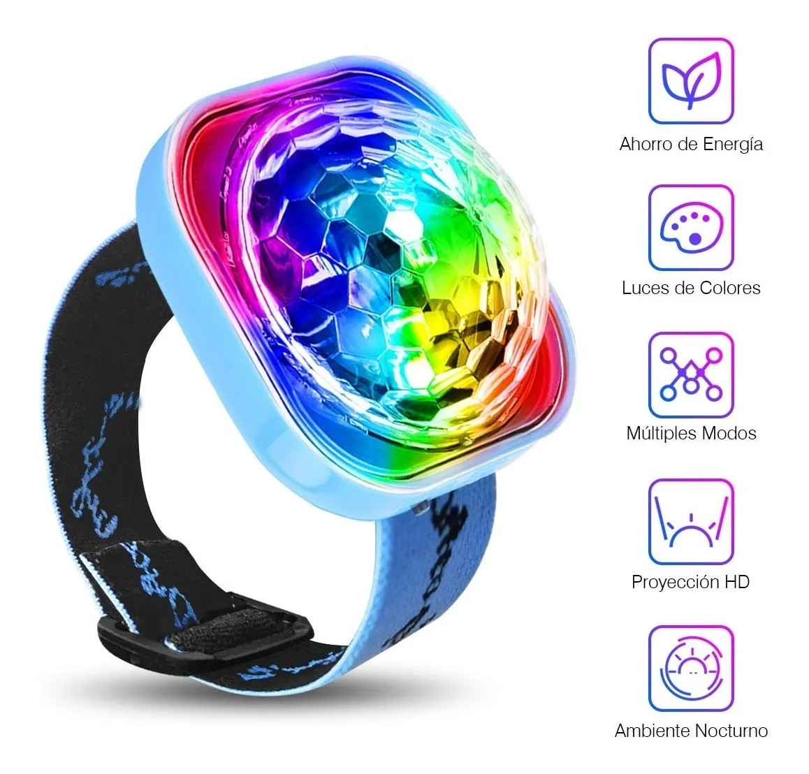 Pulsera brazalete de luz LED nocturna infantil, proyecta luces de colores y múltiples modos, ahorra energía, diseño HD.