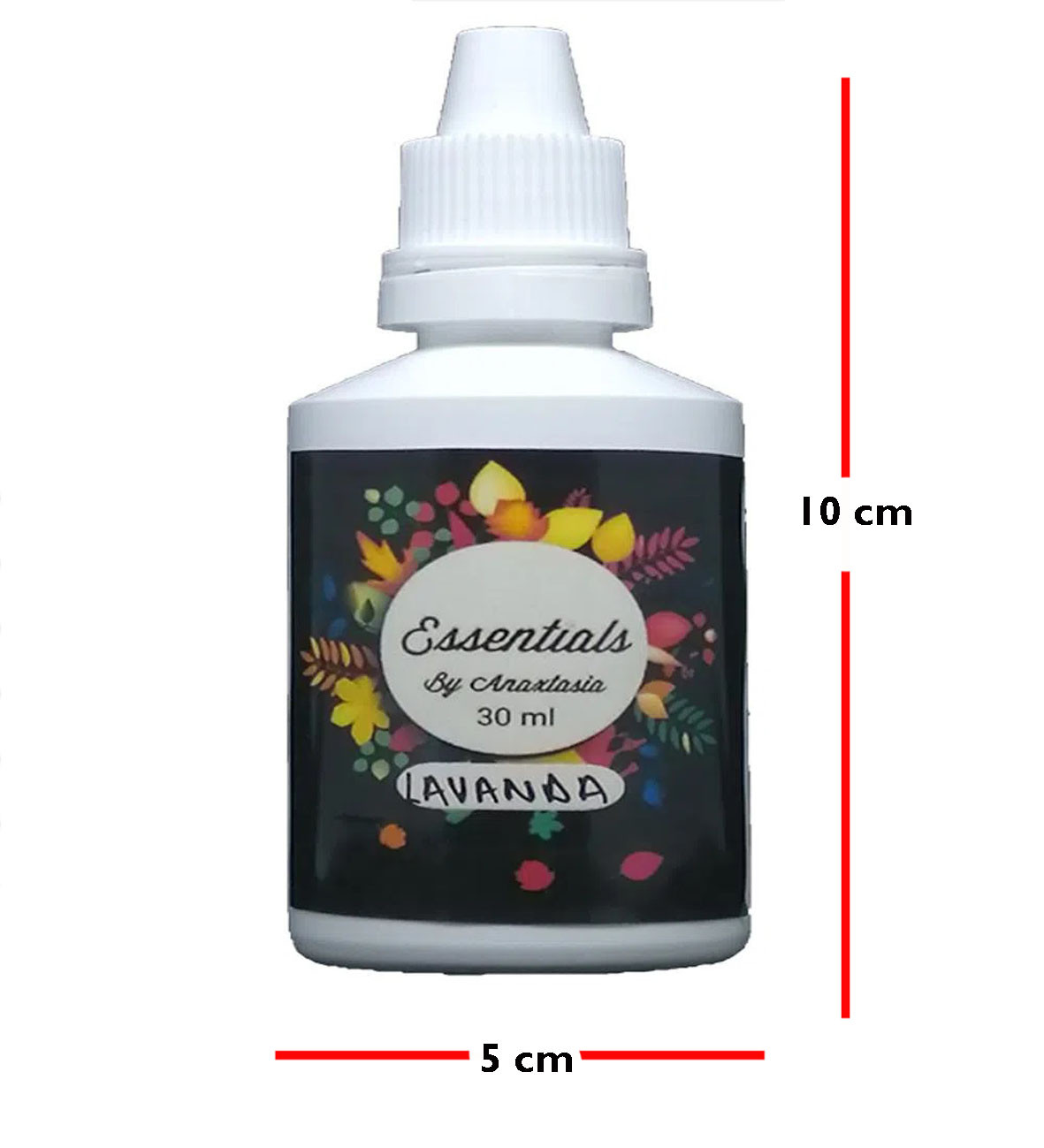Botella de 30 ml de esencia concentrada hidrosoluble "Lavanda" de Essentials by Anastasia, 10 cm alto x 5 cm ancho.