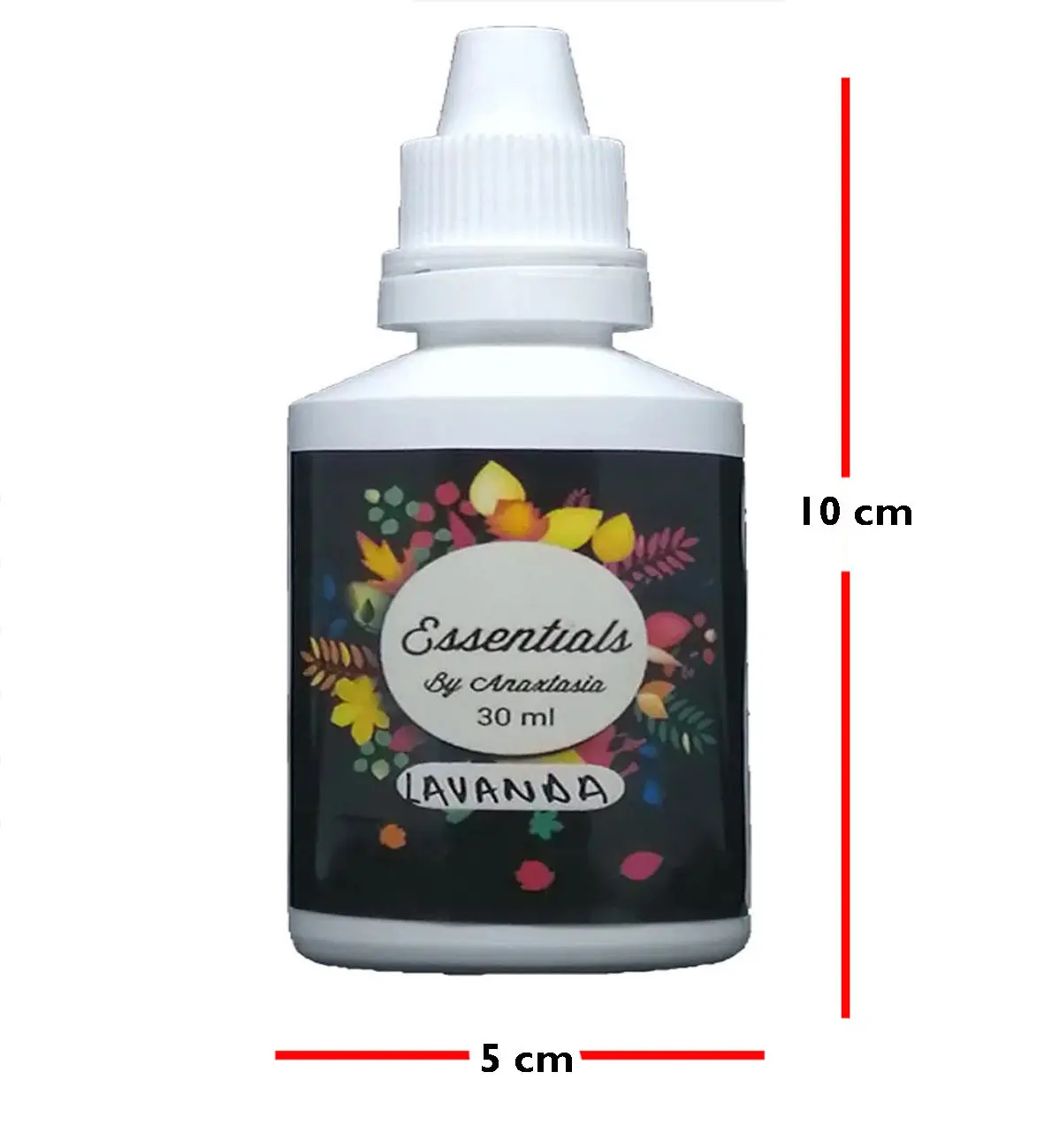 Botella de 30 ml de esencia concentrada hidrosoluble "Lavanda" de Essentials by Anastasia, 10 cm alto x 5 cm ancho.