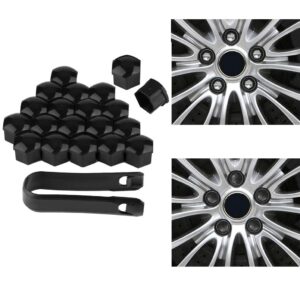 Tapas embellecedoras negras para pernos de rueda de auto, con herramienta de instalación, para proteger y decorar llantas.