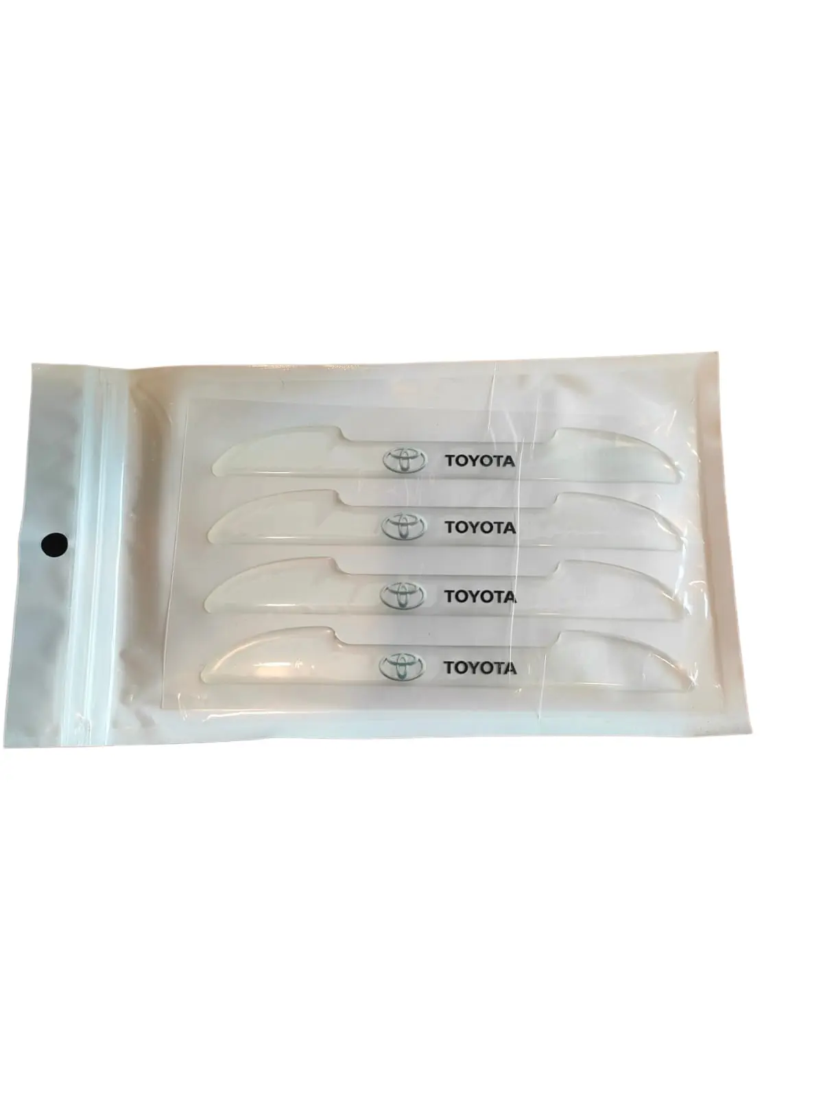 Set x3 protectores transparentes para manijas y bordes de puertas Toyota, protegen pintura de rayones.