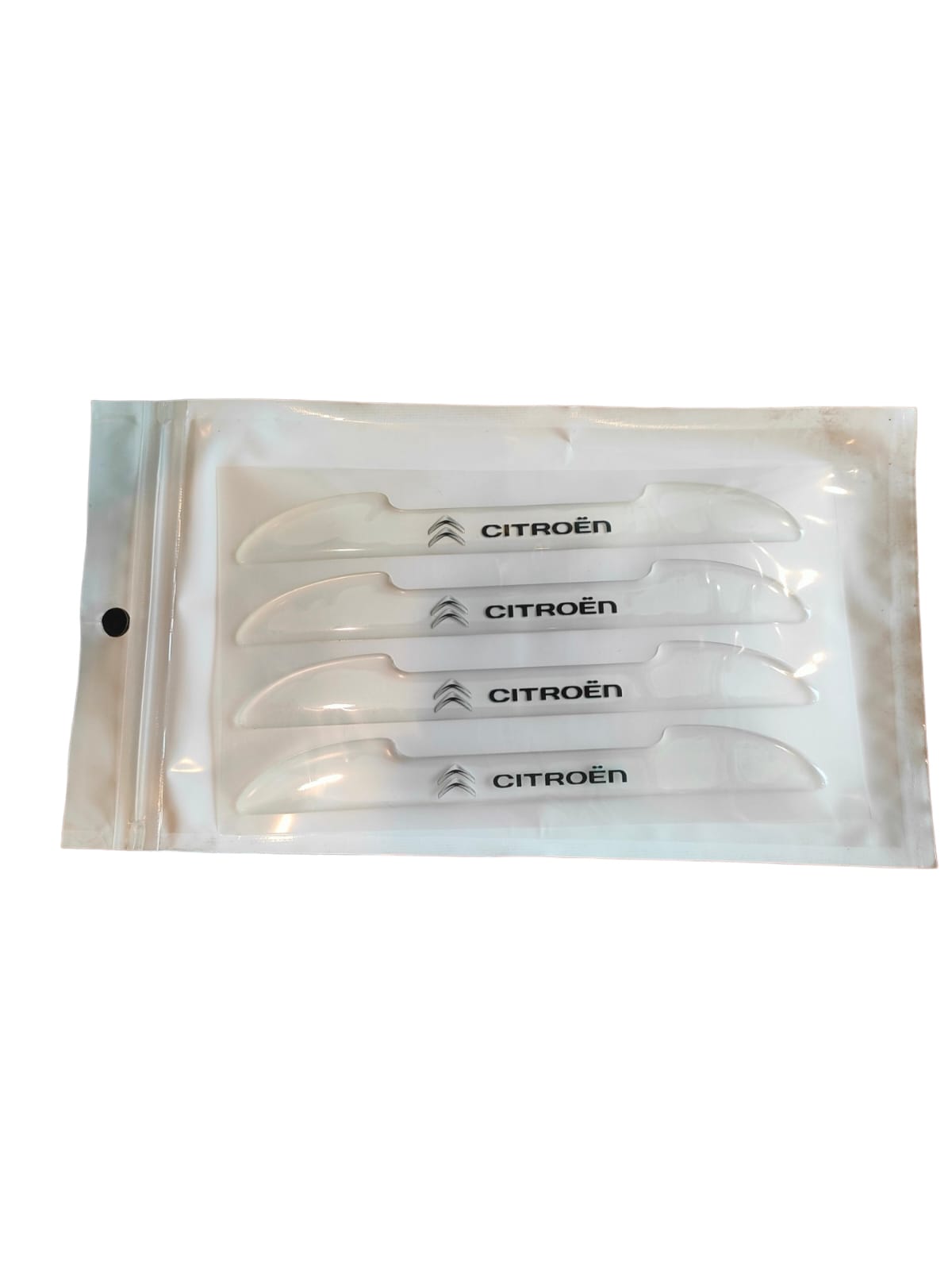 Set x3 protectores transparentes para manijas y bordes de puertas Citroën, protegen pintura de rayones.