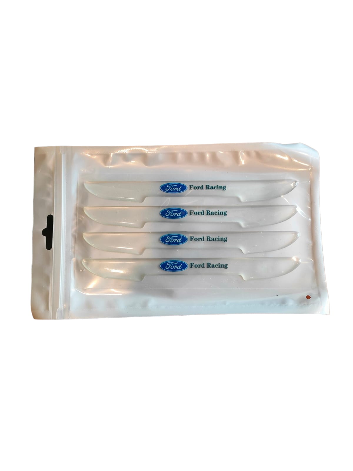 Set x3 protectores de manijas y bordes para puertas de vehículo Ford Racing, blancos, protegen pintura.