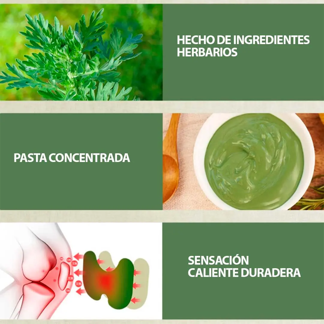 Set x2 parches para rodillas con hierbas, pasta concentrada verde, aplicación para alivio de dolor y sensación caliente duradera.