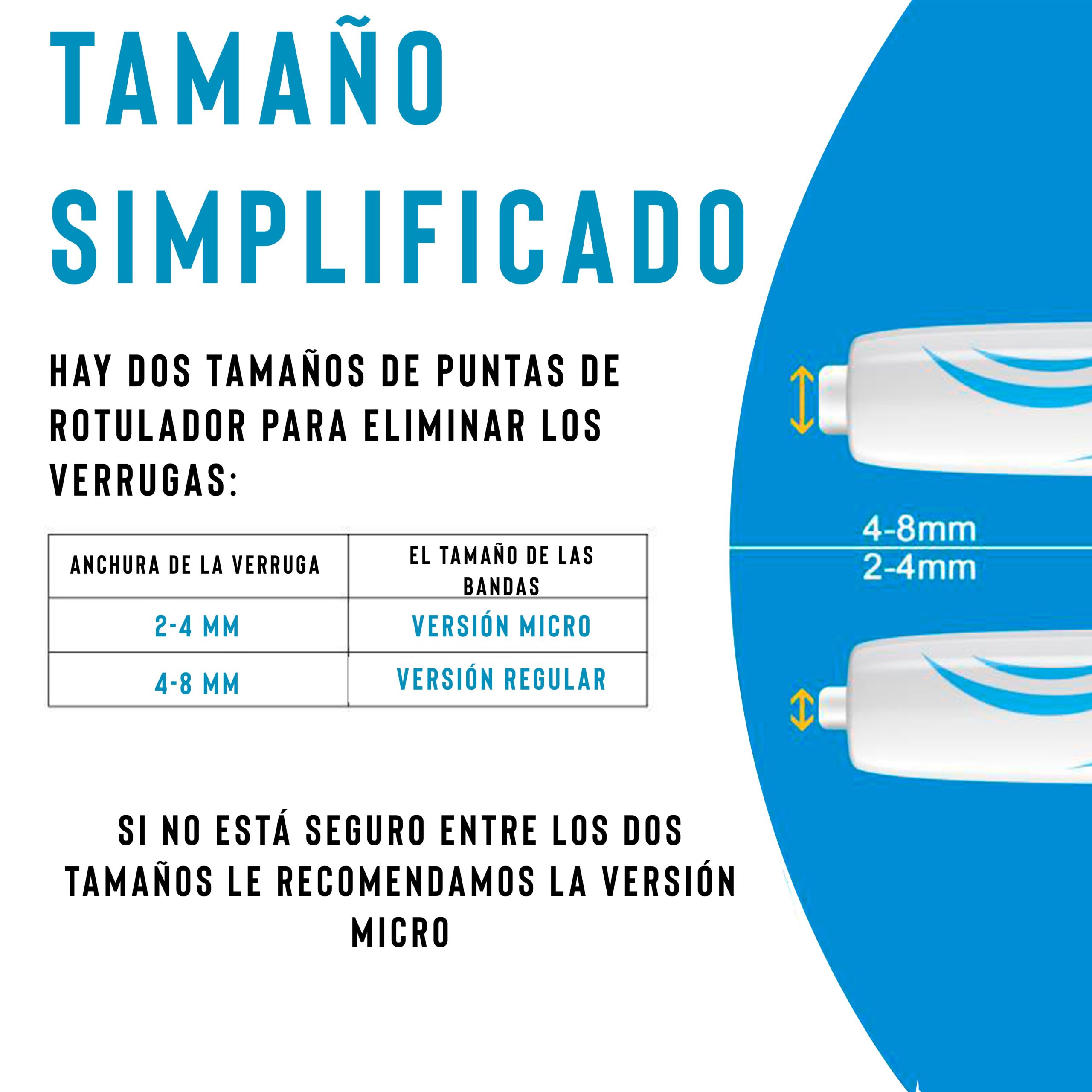 Kit eliminador de verrugas con puntas de 2-4mm (micro) y 4-8mm (regular).