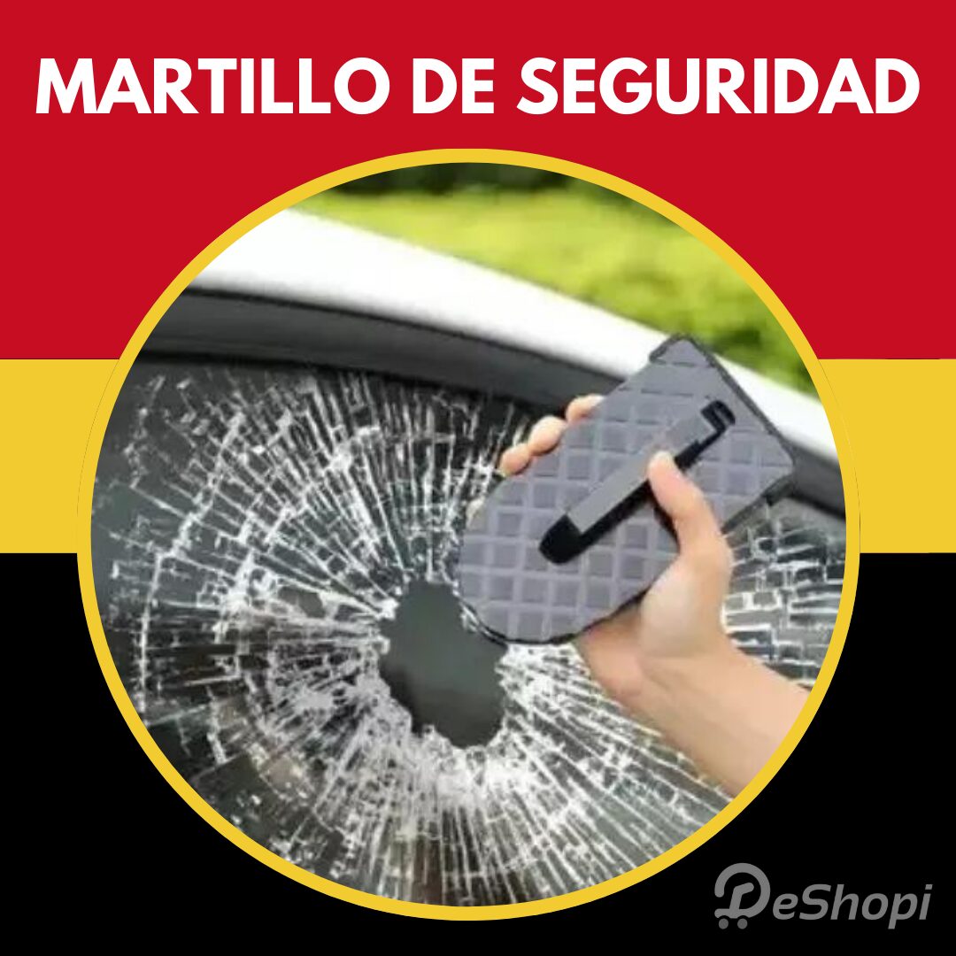 Martillo de seguridad gris con punta afilada para romper ventanas de coche.