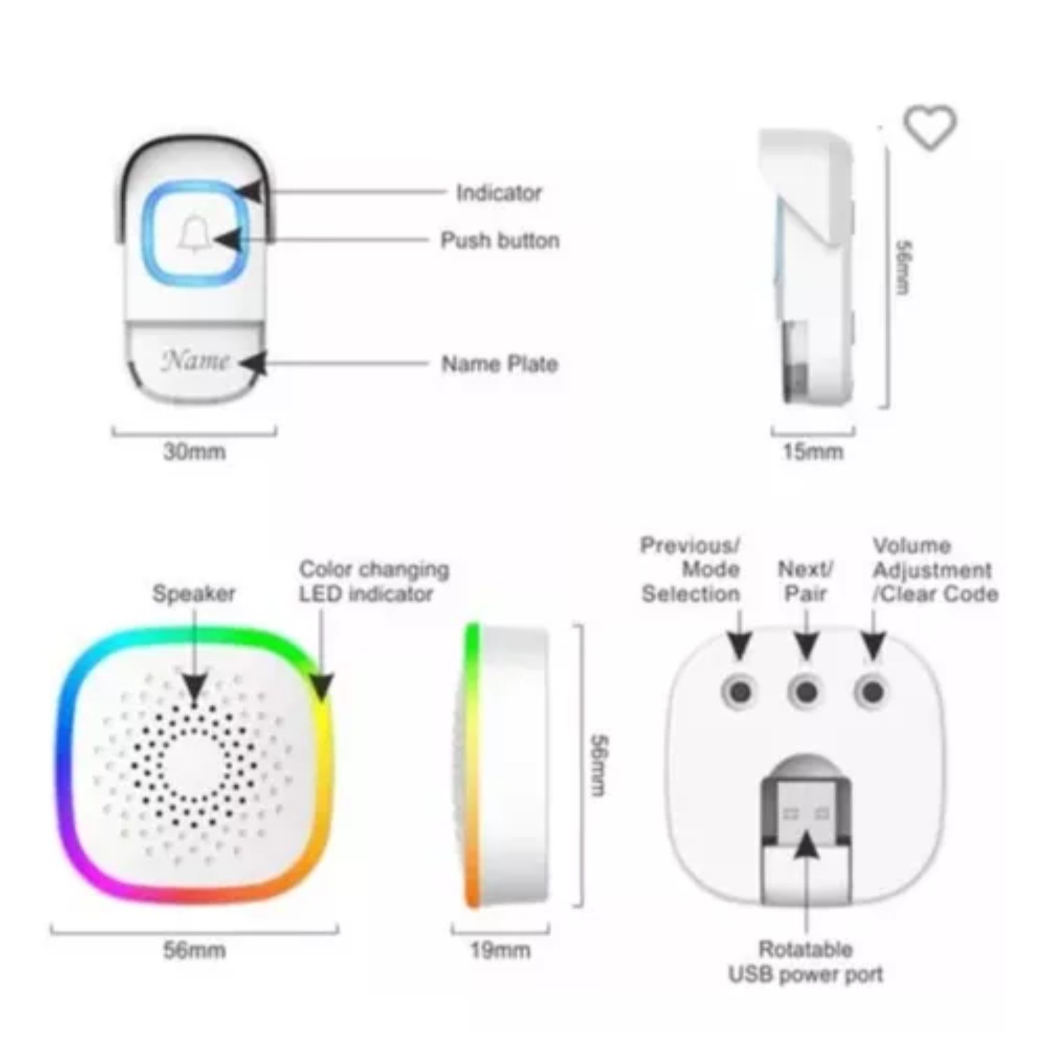 Timbre Inalámbrico con 60 Melodías y Alcance 300m - Alerta tu hogar instantáneamente - Imagen 2