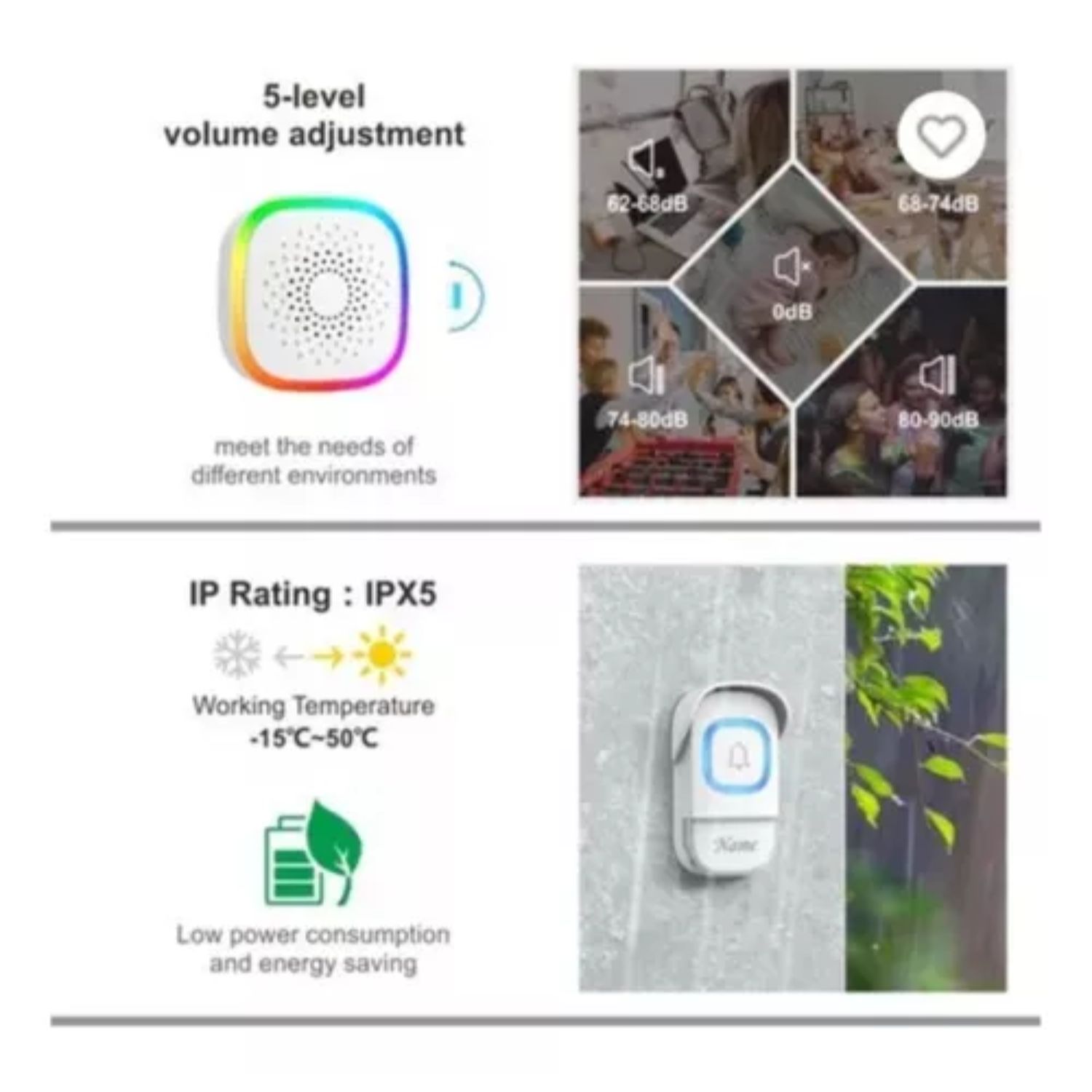 Timbre Inalámbrico con 60 Melodías y Alcance 300m - Alerta tu hogar instantáneamente - Imagen 5