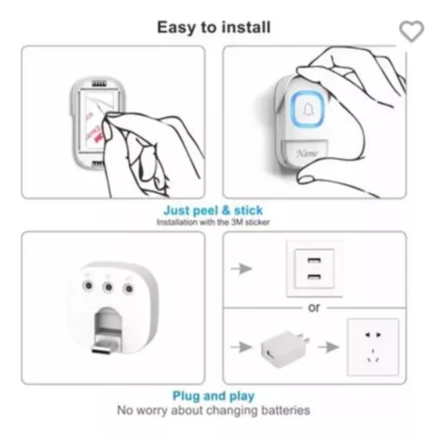 Timbre Inalámbrico con 60 Melodías y Alcance 300m - Alerta tu hogar instantáneamente - Imagen 6