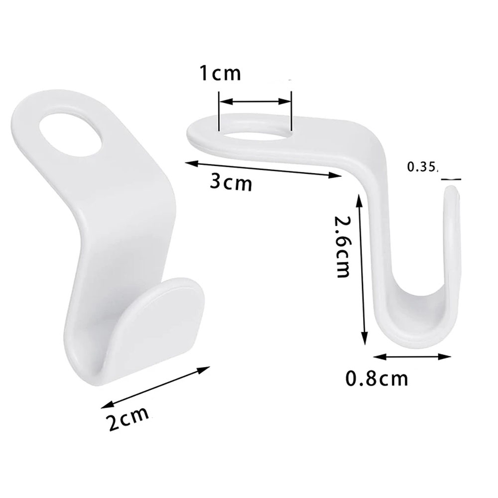 Ganchos blancos ahorradores de espacio, dimensiones 3x2.6x0.8 cm, ideales para organizar ropa.