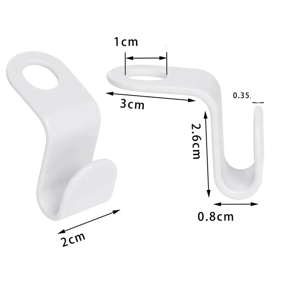 Ganchos blancos ahorradores de espacio, dimensiones 3x2.6x0.8 cm, ideales para organizar ropa.