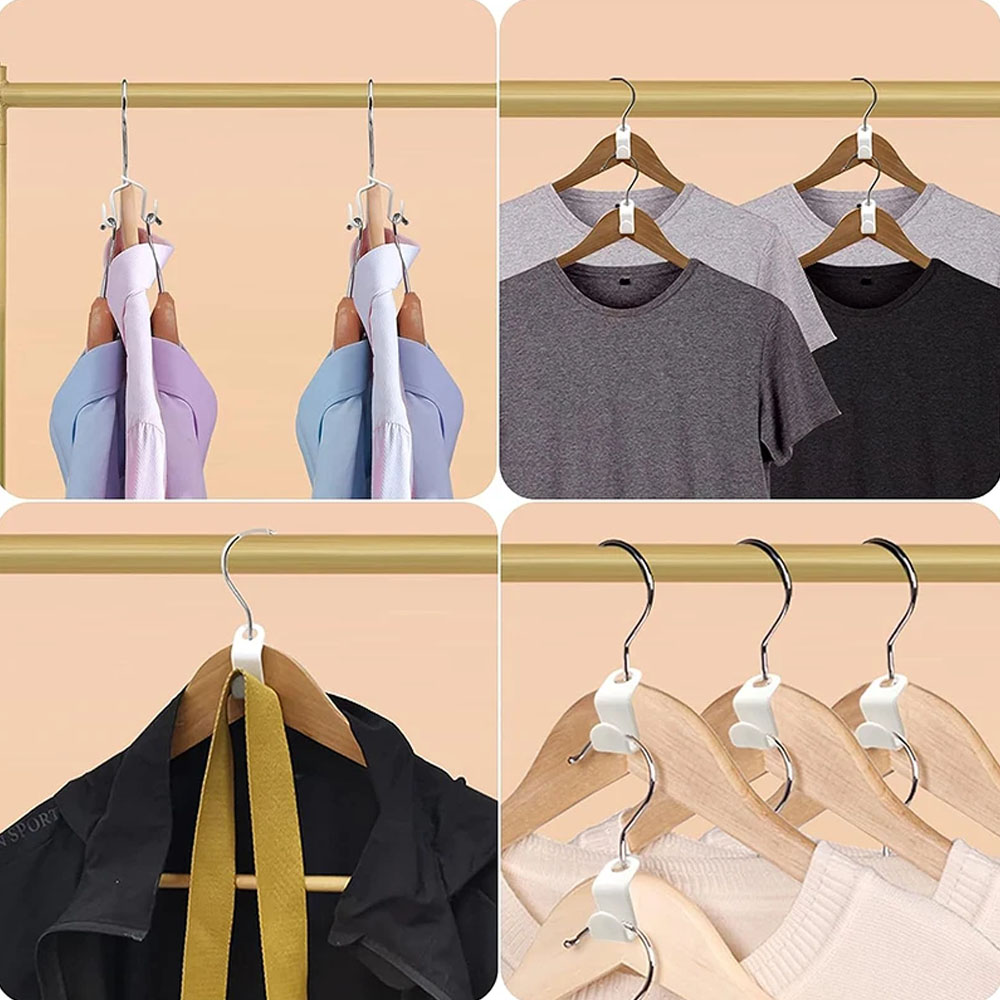 Ganchos ahorradores de espacio para colgar ropa en perchero, 4 usos distintos.
