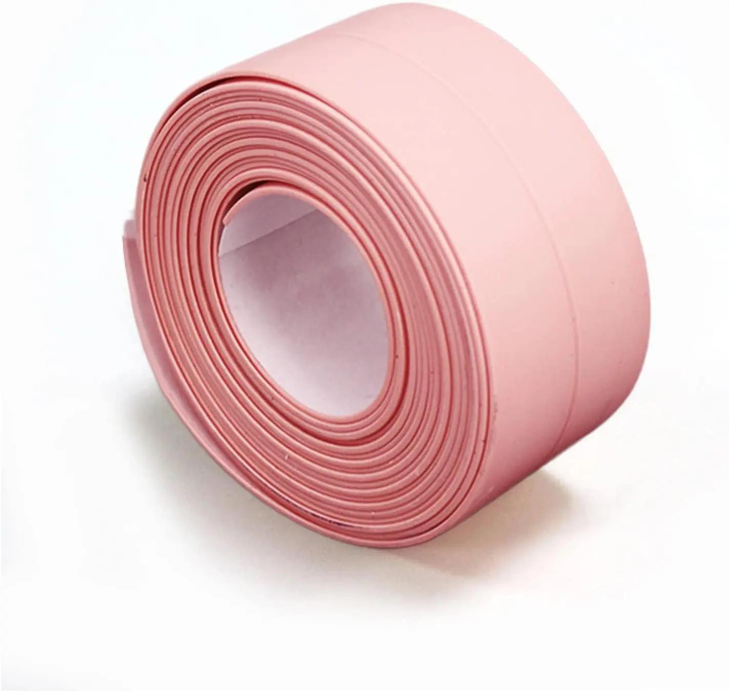 Rollo de cinta selladora impermeable rosa, adhesiva, para bordes, textura lisa.