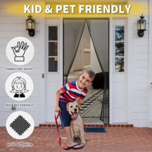 Cortina magnética de malla para puerta de 1.8M, ideal para niños y mascotas, con entrada manos libres.
