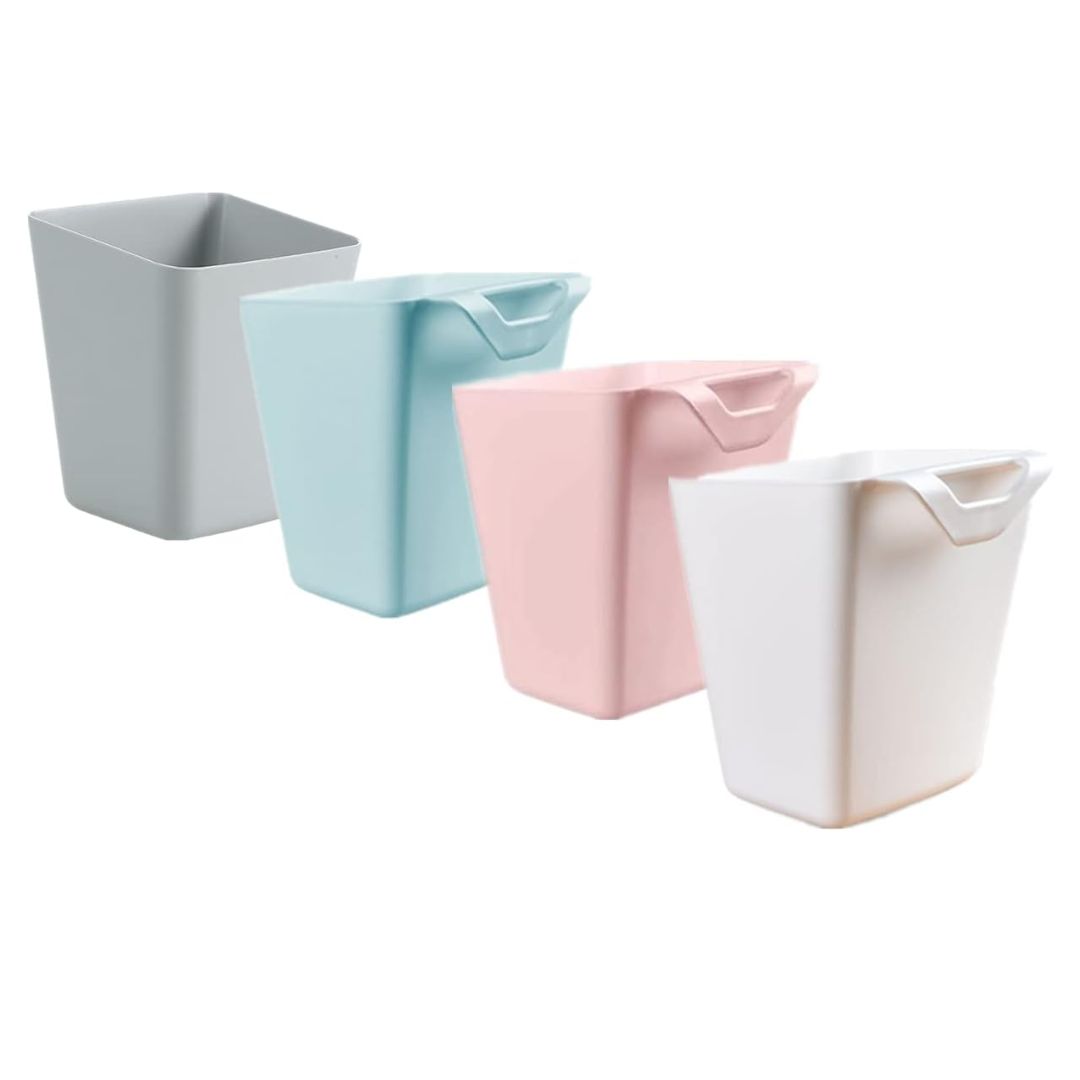 Kit x4 organizadores colgantes, 12cm. Gris, azul claro, rosado y blanco.