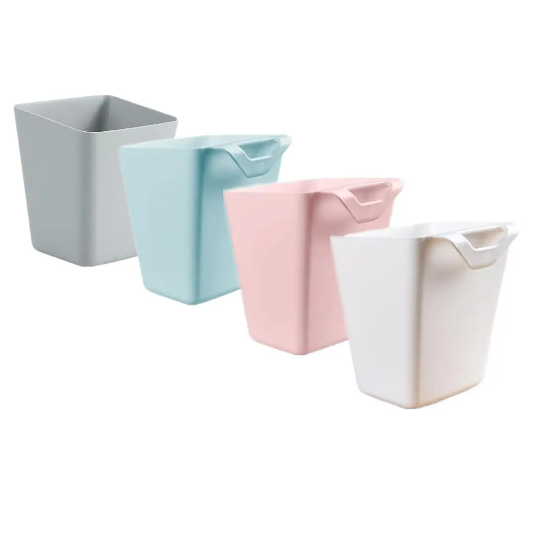 Kit x4 organizadores colgantes, 12cm. Gris, azul claro, rosado y blanco.