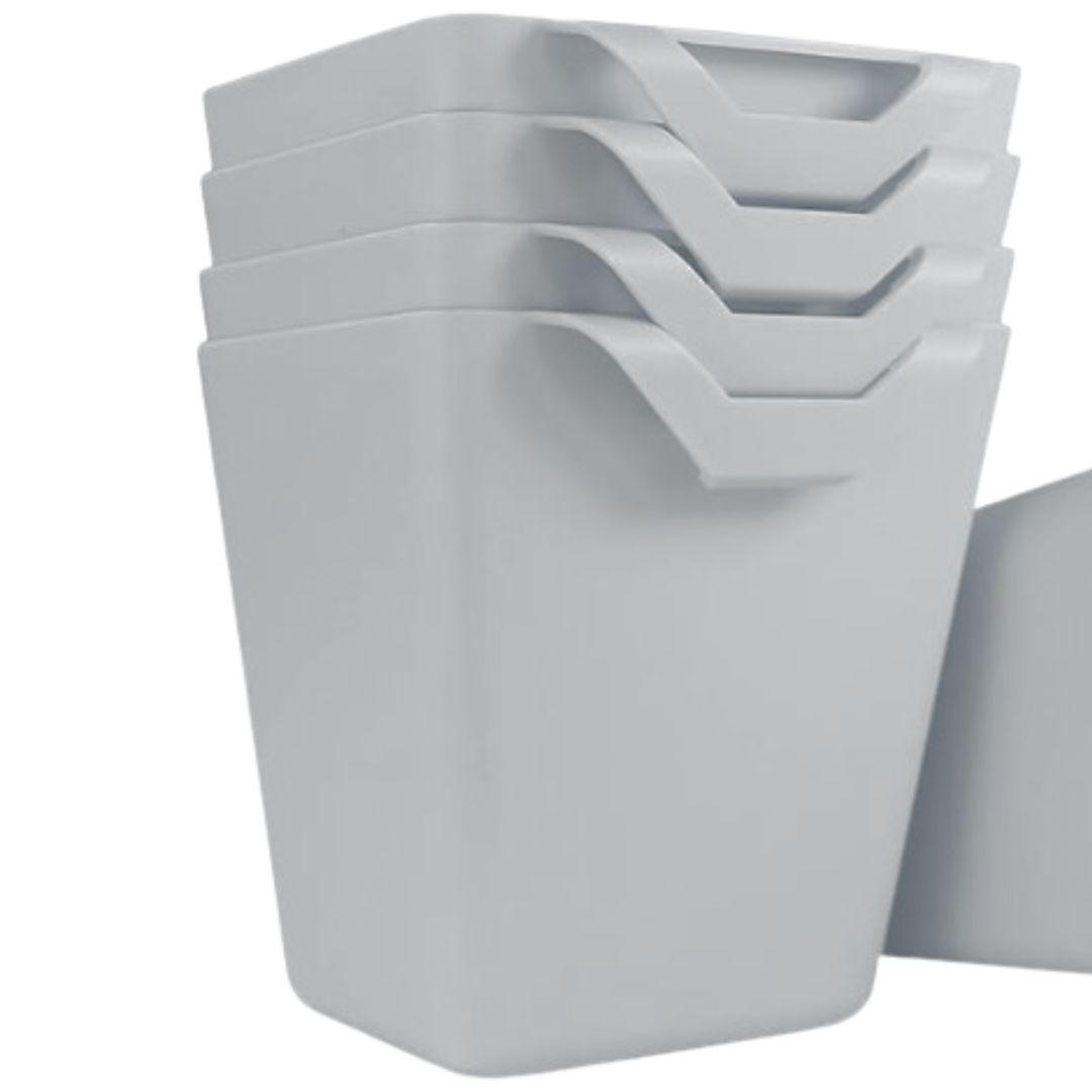 Kit x4 organizadores colgantes grises 12cm.