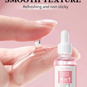 Serum facial Sadoer 4 en 1, textura ligera y no pegajosa, ideal para hidratar y nutrir la piel. 30ml.