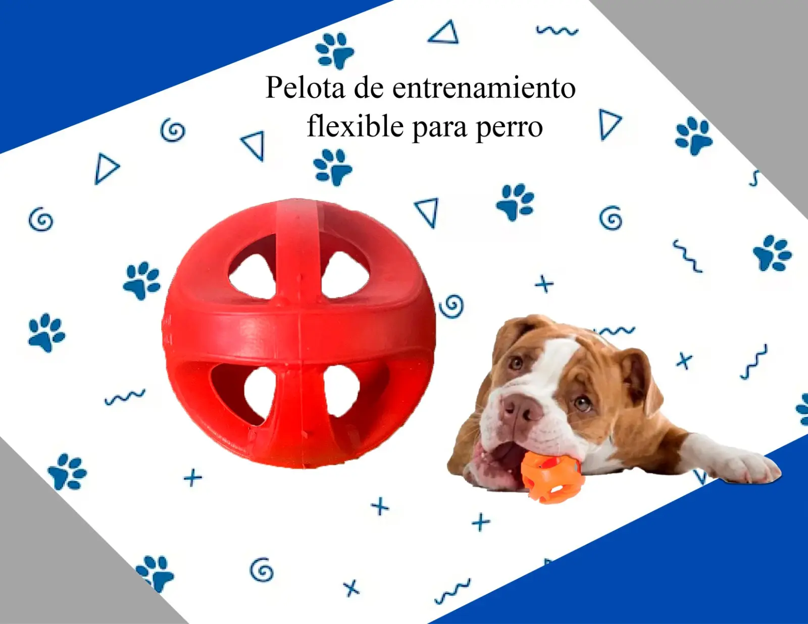Pelota roja flexible para entrenamiento de perros, ideal para estimular y ejercitar a tu mascota.