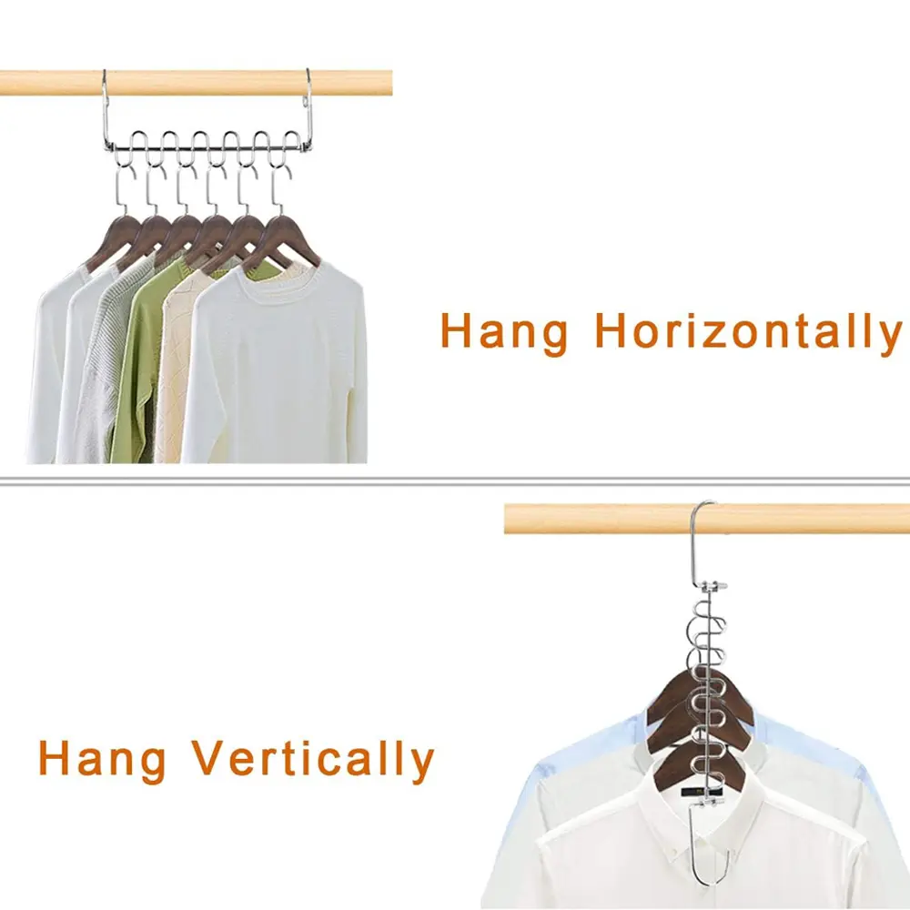 Perchero metálico ahorra espacio para colgar ropa horizontal o verticalmente en closet.