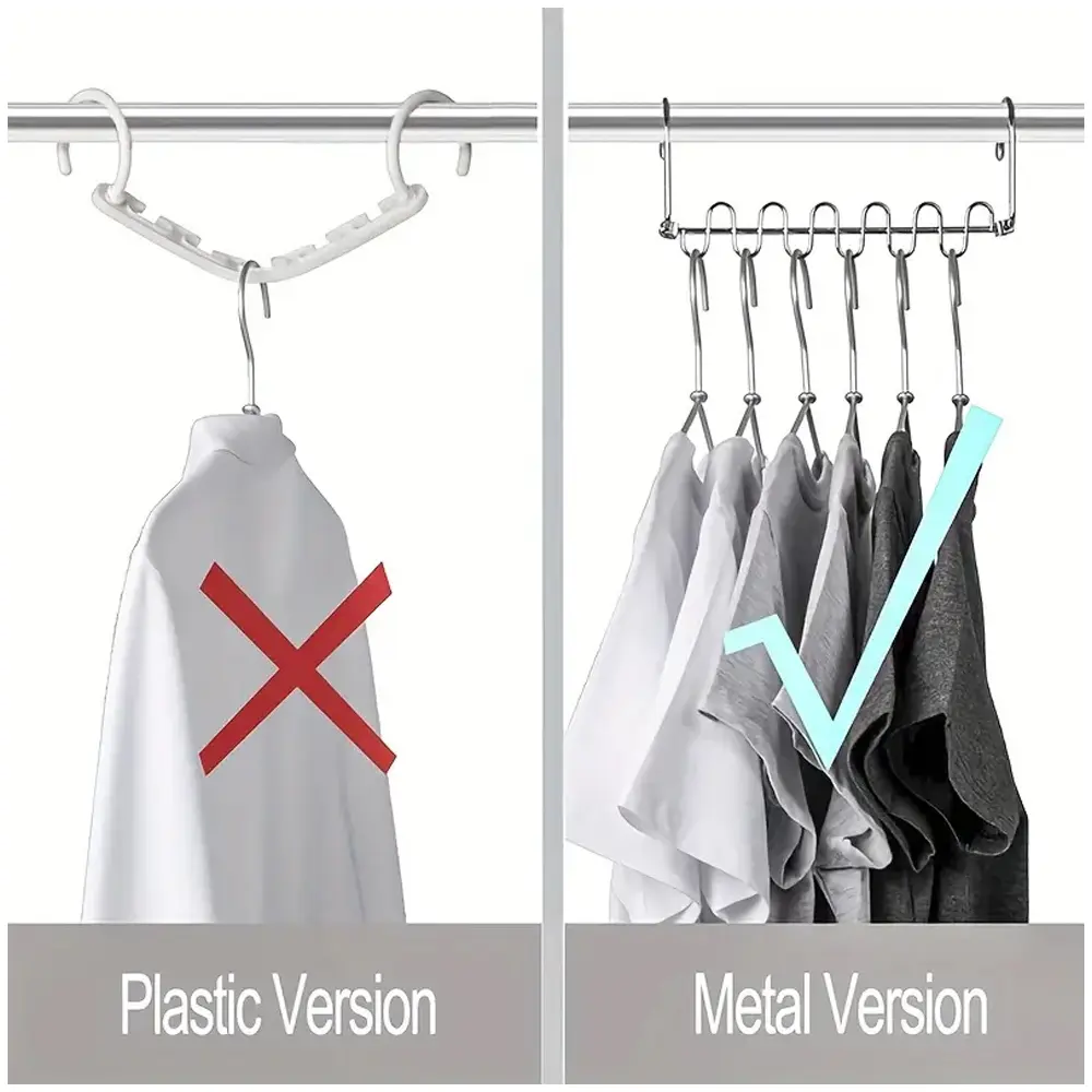 Set x2 ganchos ahorradores de espacio metálico, organiza tu ropa eficientemente.